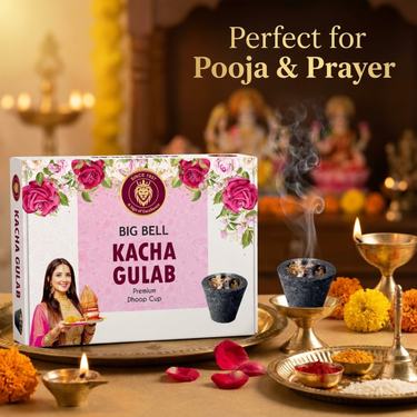Big Bell Kacha Gulab Premium Dhoop Cup - 10 Cups