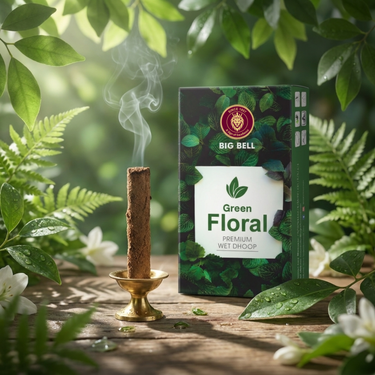 Big Bell Green Floral Wet Dhoop - 100G