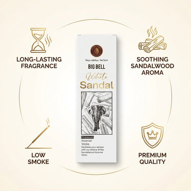 Big Bell White Sandal Premium Incense Sticks - 100 Gram