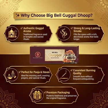 Big Bell Guggul Dhoop Sticks 6 Inch | 10 Sticks